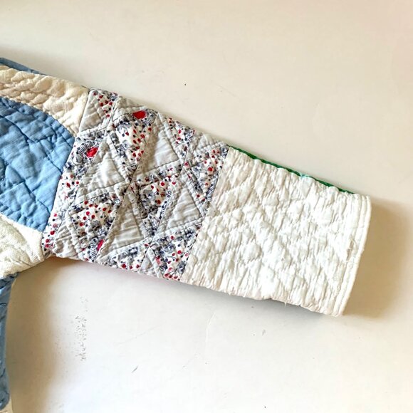 Handmade Toddler Hooded Jacket Made from Vintage Quilts 18 mo Sailor Blue White - Picture 7 of 11
